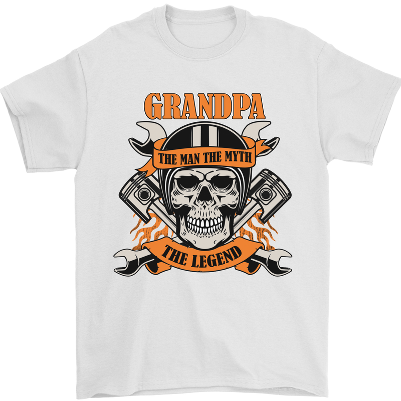Biker Grandpa the Man Myth Legend Funny Mens T-Shirt 100% Cotton White