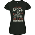 Biker King of Speed Motorcycles Cafe Racer Womens Petite Cut T-Shirt Black