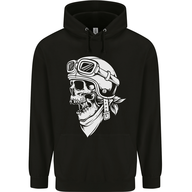 Biker Outlaw Motorbike Motorcycle Skull Childrens Kids Hoodie Black