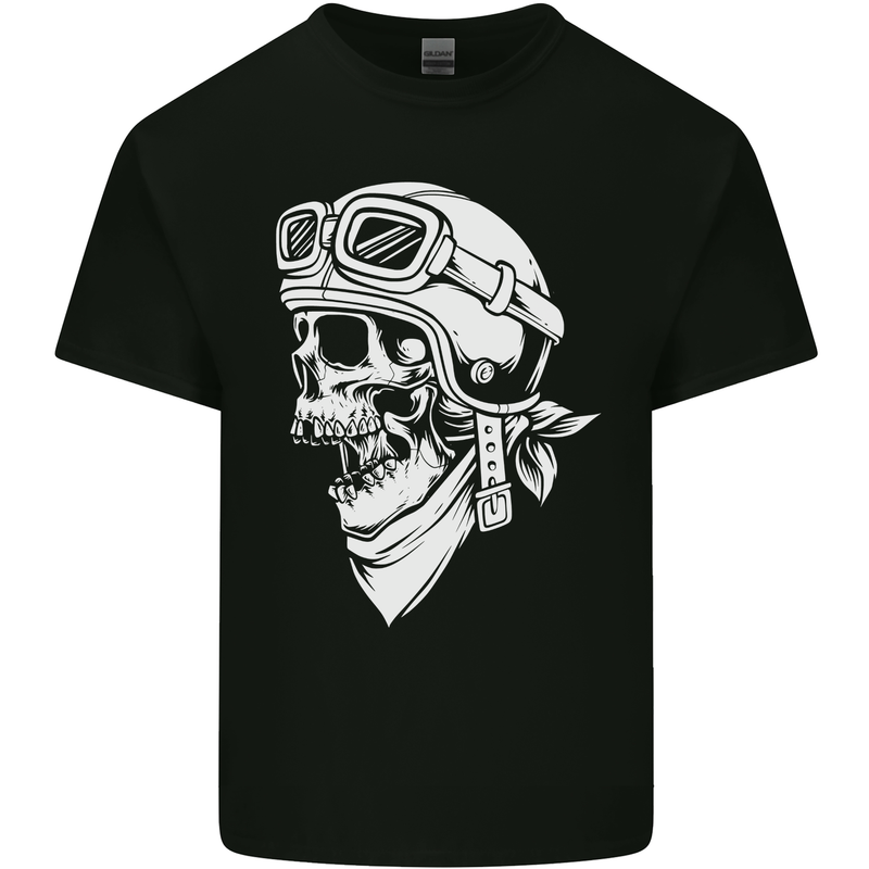 Biker Outlaw Motorbike Motorcycle Skull Kids T-Shirt Childrens Black