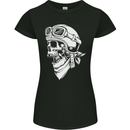 Biker Outlaw Motorbike Motorcycle Skull Womens Petite Cut T-Shirt Black