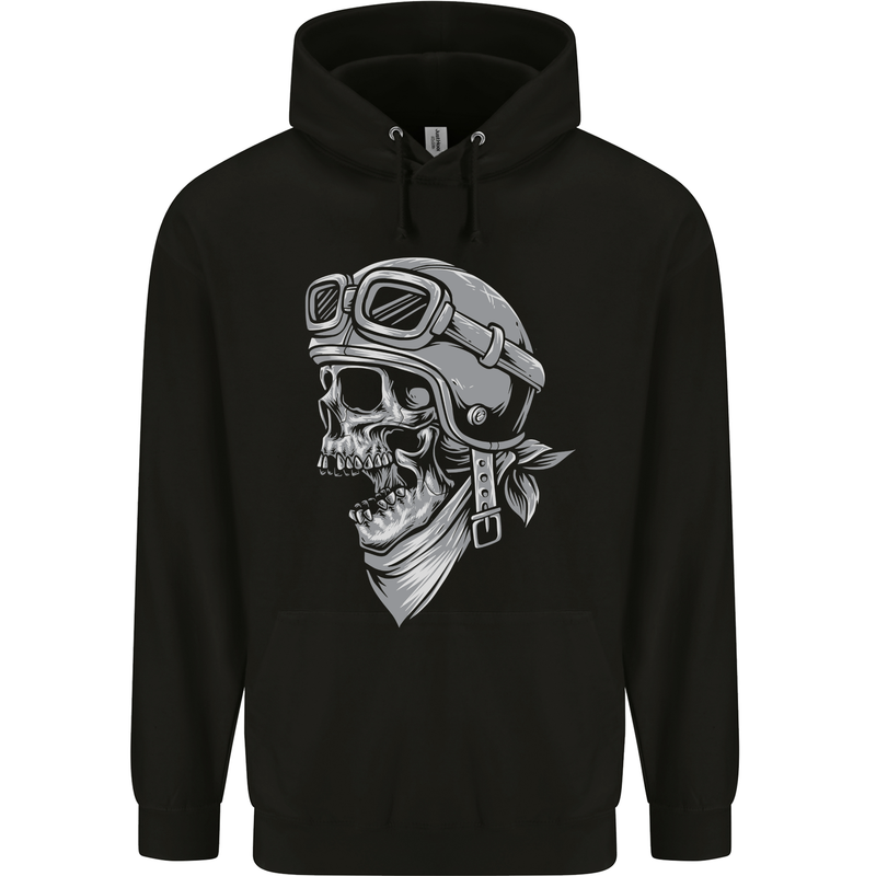 Biker Outlaw Skull Motorbike Motorcycle Childrens Kids Hoodie Black