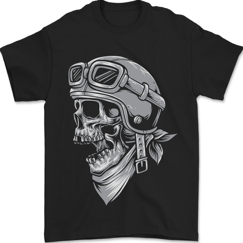 Biker Outlaw Skull Motorbike Motorcycle Mens T-Shirt 100% Cotton Black