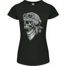 Biker Outlaw Skull Motorbike Motorcycle Womens Petite Cut T-Shirt Black