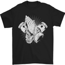 a black t - shirt with two hands holding each other