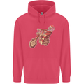 Biker Santa Christmas Motorcycle Chopper Skull Childrens Kids Hoodie Heliconia