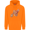 Biker Santa Christmas Motorcycle Chopper Skull Childrens Kids Hoodie Orange