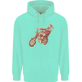 Biker Santa Christmas Motorcycle Chopper Skull Childrens Kids Hoodie Peppermint