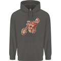 Biker Santa Christmas Motorcycle Chopper Skull Childrens Kids Hoodie Storm Grey