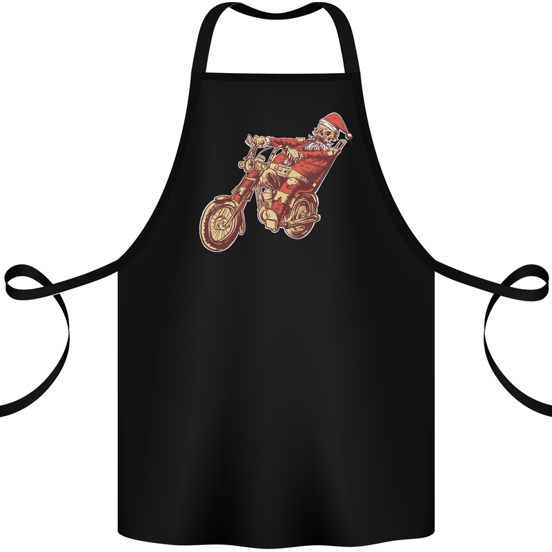 Biker Santa Christmas Motorcycle Chopper Skull Cotton Apron 100% Organic Black