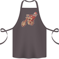 Biker Santa Christmas Motorcycle Chopper Skull Cotton Apron 100% Organic Dark Grey