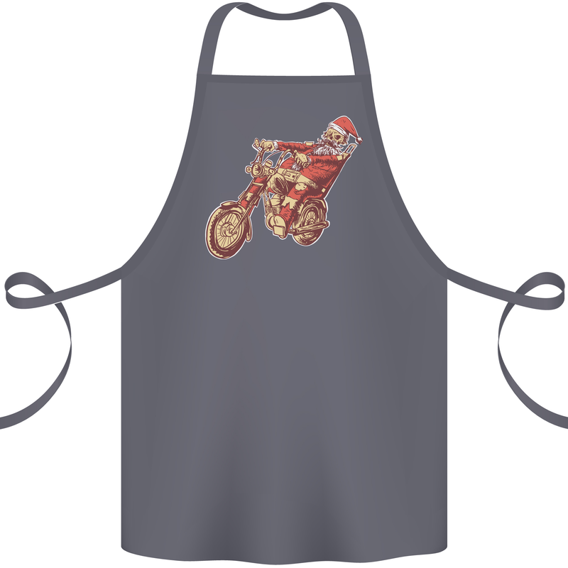 Biker Santa Christmas Motorcycle Chopper Skull Cotton Apron 100% Organic Steel