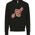 Biker Santa Christmas Motorcycle Chopper Skull Kids Sweatshirt Jumper Black