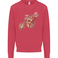 Biker Santa Christmas Motorcycle Chopper Skull Kids Sweatshirt Jumper Heliconia