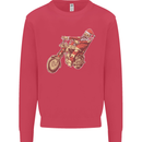 Biker Santa Christmas Motorcycle Chopper Skull Kids Sweatshirt Jumper Heliconia