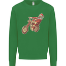 Biker Santa Christmas Motorcycle Chopper Skull Kids Sweatshirt Jumper Irish Green