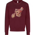 Biker Santa Christmas Motorcycle Chopper Skull Kids Sweatshirt Jumper Maroon