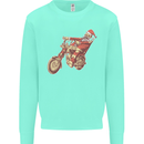 Biker Santa Christmas Motorcycle Chopper Skull Kids Sweatshirt Jumper Peppermint