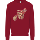 Biker Santa Christmas Motorcycle Chopper Skull Kids Sweatshirt Jumper Red