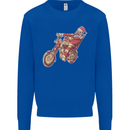 Biker Santa Christmas Motorcycle Chopper Skull Kids Sweatshirt Jumper Royal Blue