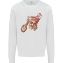 Biker Santa Christmas Motorcycle Chopper Skull Kids Sweatshirt Jumper White
