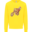 Biker Santa Christmas Motorcycle Chopper Skull Kids Sweatshirt Jumper Yellow