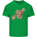 Biker Santa Christmas Motorcycle Chopper Skull Kids T-Shirt Childrens Irish Green