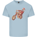 Biker Santa Christmas Motorcycle Chopper Skull Kids T-Shirt Childrens Light Blue