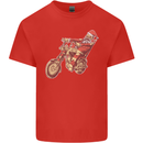 Biker Santa Christmas Motorcycle Chopper Skull Kids T-Shirt Childrens Red