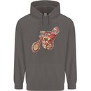 Biker Santa Christmas Motorcycle Chopper Skull Mens 80% Cotton Hoodie Charcoal