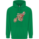 Biker Santa Christmas Motorcycle Chopper Skull Mens 80% Cotton Hoodie Irish Green