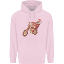 Biker Santa Christmas Motorcycle Chopper Skull Mens 80% Cotton Hoodie Light Pink