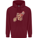 Biker Santa Christmas Motorcycle Chopper Skull Mens 80% Cotton Hoodie Maroon