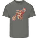 Biker Santa Christmas Motorcycle Chopper Skull Mens Cotton T-Shirt Tee Top Charcoal