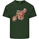 Biker Santa Christmas Motorcycle Chopper Skull Mens Cotton T-Shirt Tee Top Forest Green