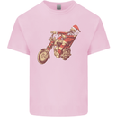 Biker Santa Christmas Motorcycle Chopper Skull Mens Cotton T-Shirt Tee Top Light Pink