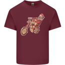 Biker Santa Christmas Motorcycle Chopper Skull Mens Cotton T-Shirt Tee Top Maroon