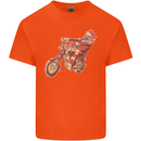 Biker Santa Christmas Motorcycle Chopper Skull Mens Cotton T-Shirt Tee Top Orange