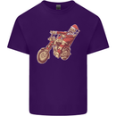 Biker Santa Christmas Motorcycle Chopper Skull Mens Cotton T-Shirt Tee Top Purple