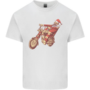 Biker Santa Christmas Motorcycle Chopper Skull Mens Cotton T-Shirt Tee Top White