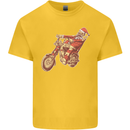 Biker Santa Christmas Motorcycle Chopper Skull Mens Cotton T-Shirt Tee Top Yellow