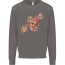 Biker Santa Christmas Motorcycle Chopper Skull Mens Sweatshirt Jumper Charcoal