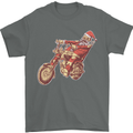 Biker Santa Christmas Motorcycle Chopper Skull Mens T-Shirt 100% Cotton Charcoal