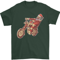 Biker Santa Christmas Motorcycle Chopper Skull Mens T-Shirt 100% Cotton Forest Green