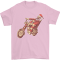 Biker Santa Christmas Motorcycle Chopper Skull Mens T-Shirt 100% Cotton Light Pink