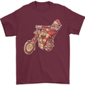 Biker Santa Christmas Motorcycle Chopper Skull Mens T-Shirt 100% Cotton Maroon