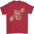 Biker Santa Christmas Motorcycle Chopper Skull Mens T-Shirt 100% Cotton Red