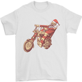 Biker Santa Christmas Motorcycle Chopper Skull Mens T-Shirt 100% Cotton White