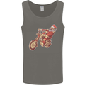 Biker Santa Christmas Motorcycle Chopper Skull Mens Vest Tank Top Charcoal