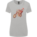 Biker Santa Christmas Motorcycle Chopper Skull Womens Wider Cut T-Shirt Sports Grey